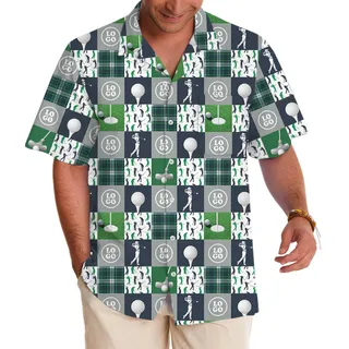 Golf Patchwork Pattern Custom Logo Hawaiian Shirt