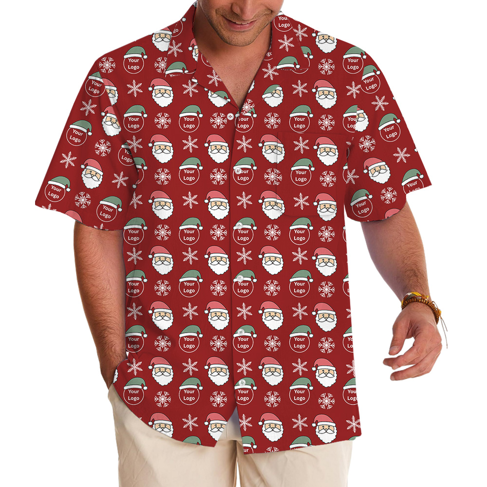 Red Custom Logo Christmas Joy Seamless Hawaiian Shirt - variant image 1