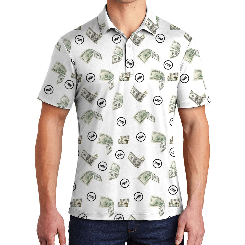 Custom Logo Dollar Bill White Polo Shirt - variant image 1