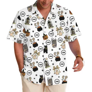 Custom Logo Halloween Bewitched Icons Hawaiian Shirt