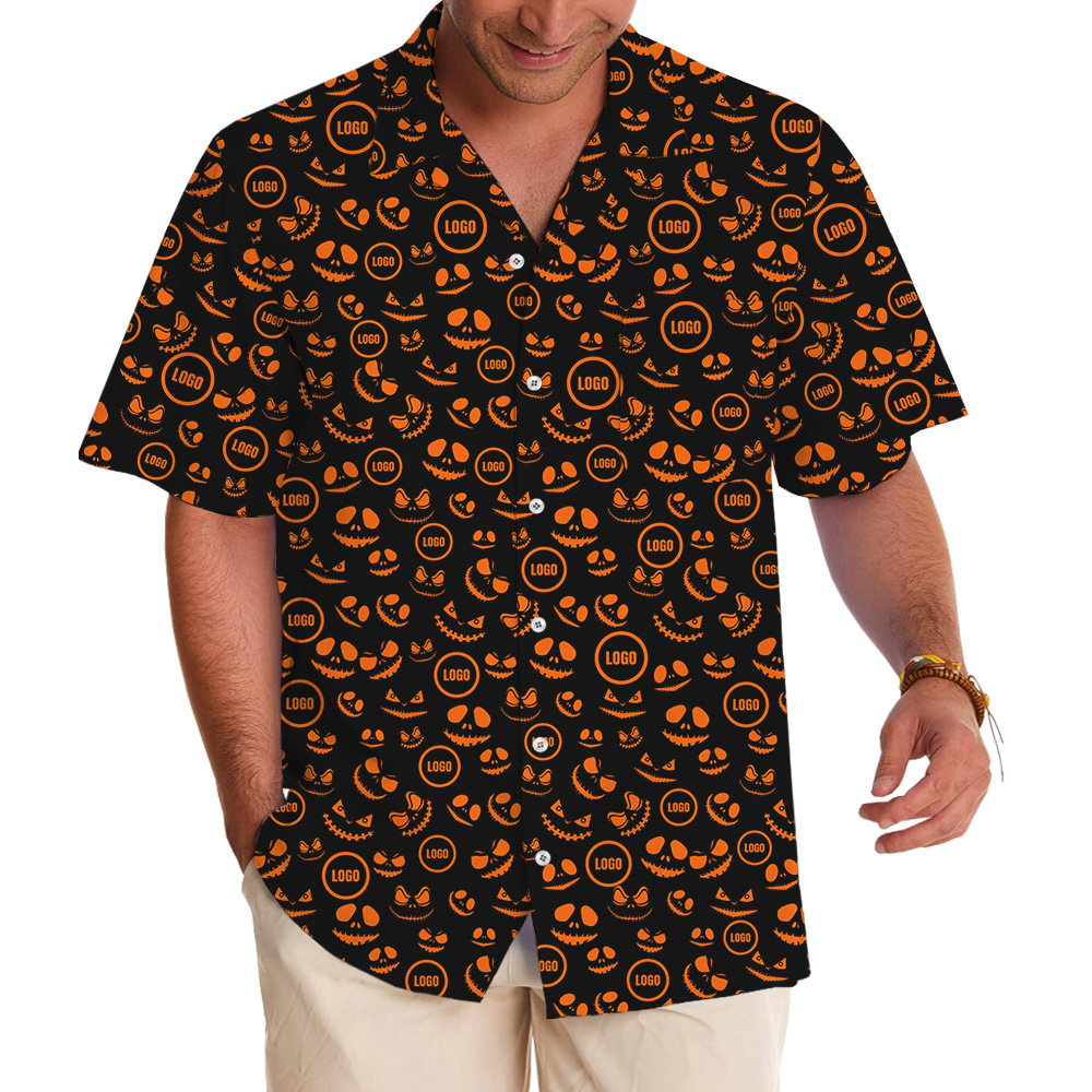 Spooky Smile Custom Logo Halloween Hawaiian Shirt - variant image 1