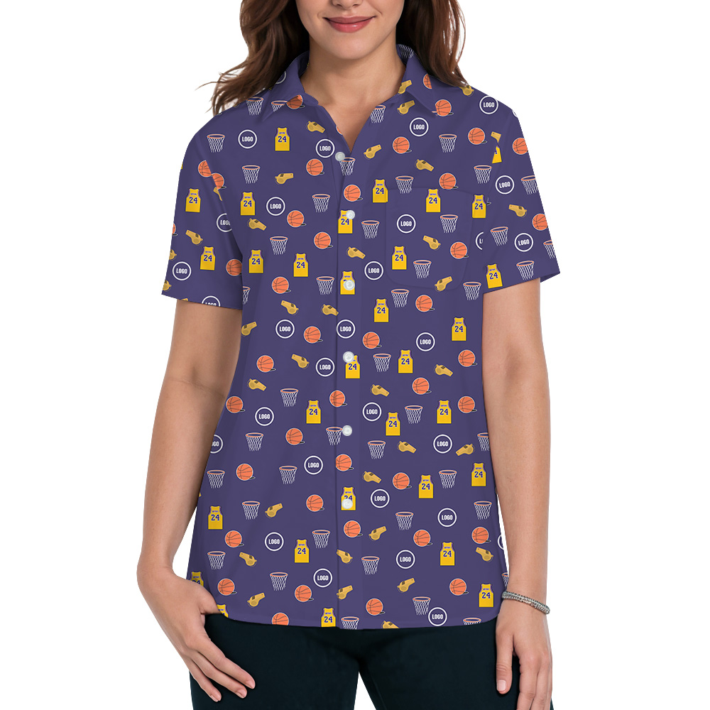 Basketball Navy Theme Custom Logo Hawaiian Shirt