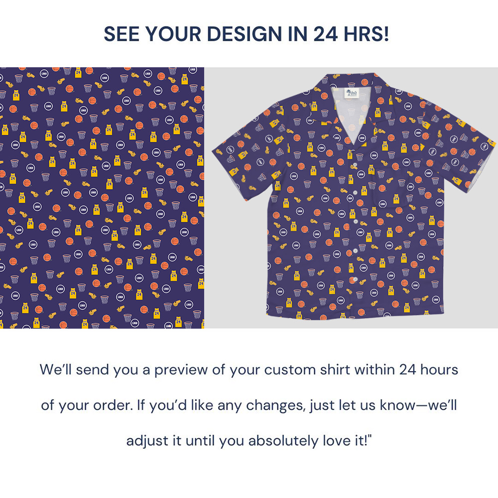 Basketball Navy Theme Custom Logo Hawaiian Shirt