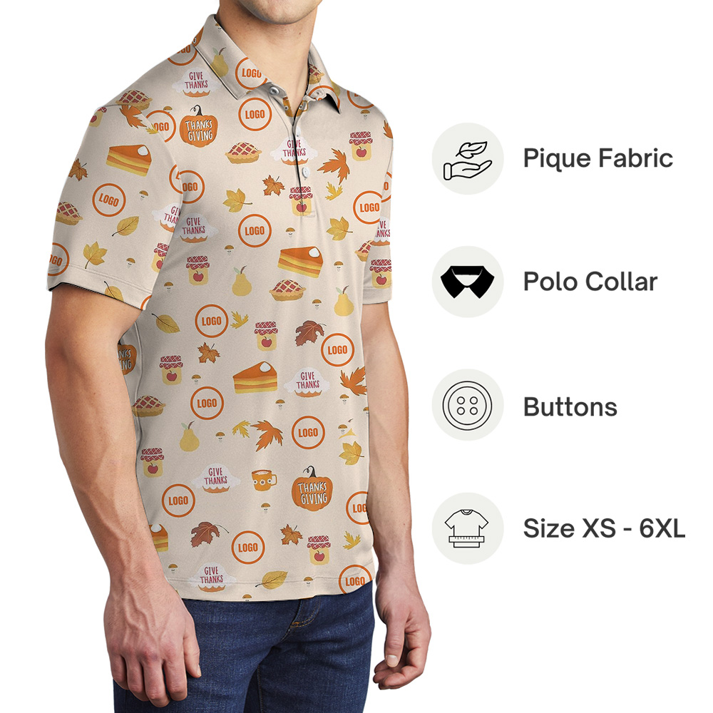 Custom Logo Thanksgiving Print Polo Shirt