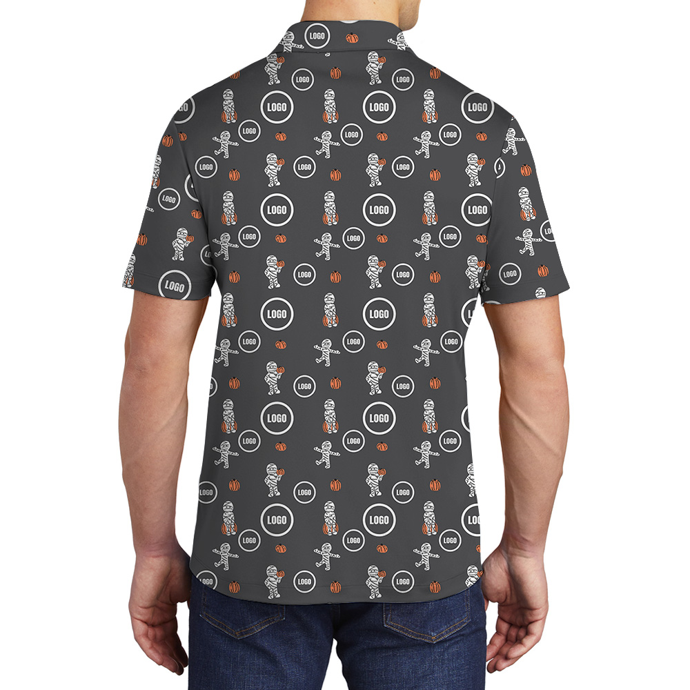 Halloween Custom Logo Mummy Pumpkin Polo Shirt