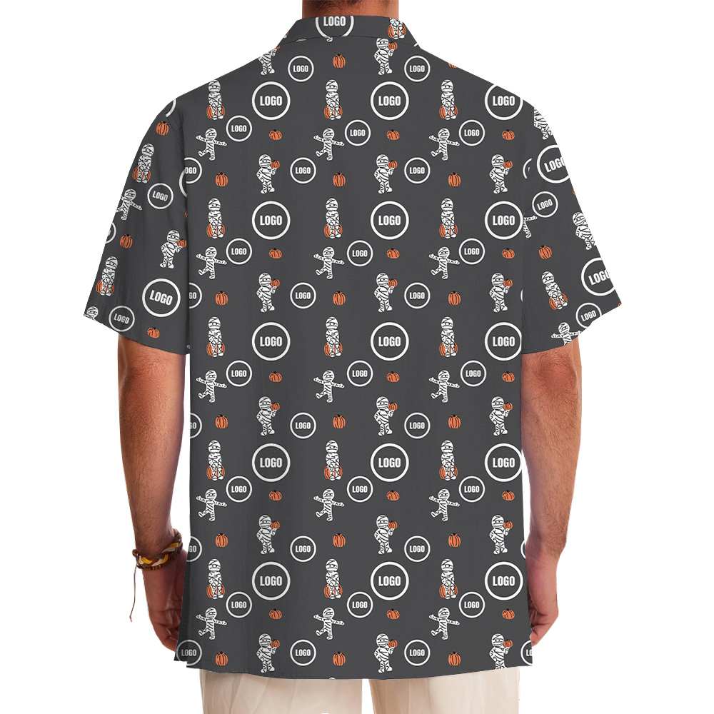 Custom Logo Halloween Mummy Pumpkin Hawaiian Shirt