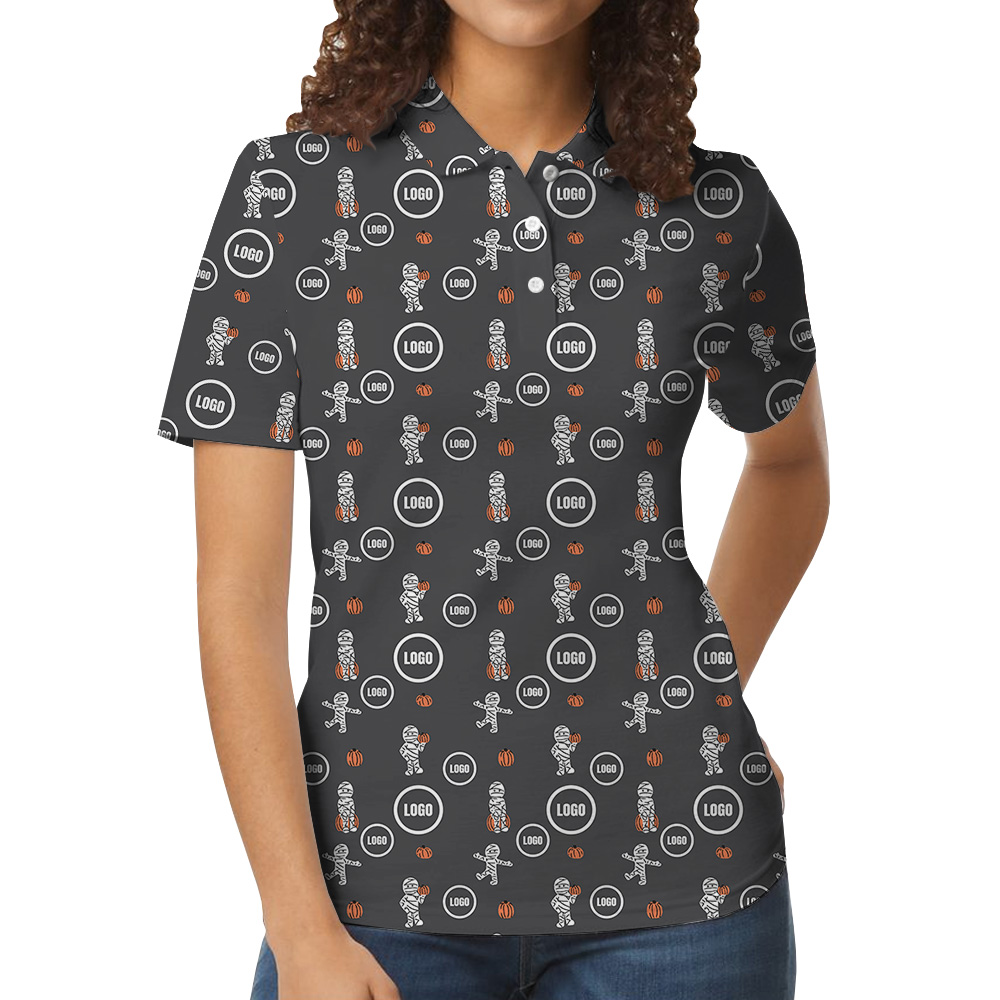 Halloween Custom Logo Mummy Pumpkin Polo Shirt