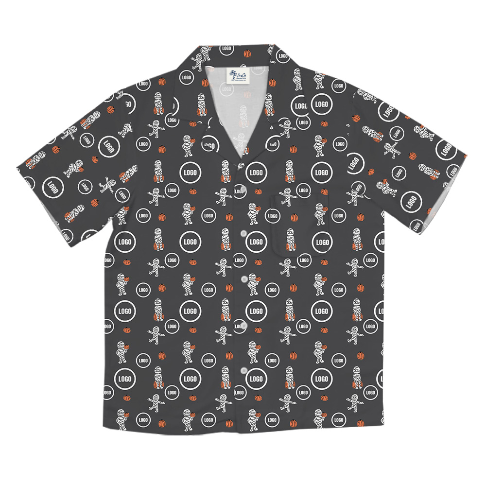 Custom Logo Halloween Mummy Pumpkin Hawaiian Shirt