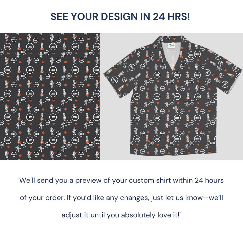 Custom Logo Halloween Mummy Pumpkin Hawaiian Shirt