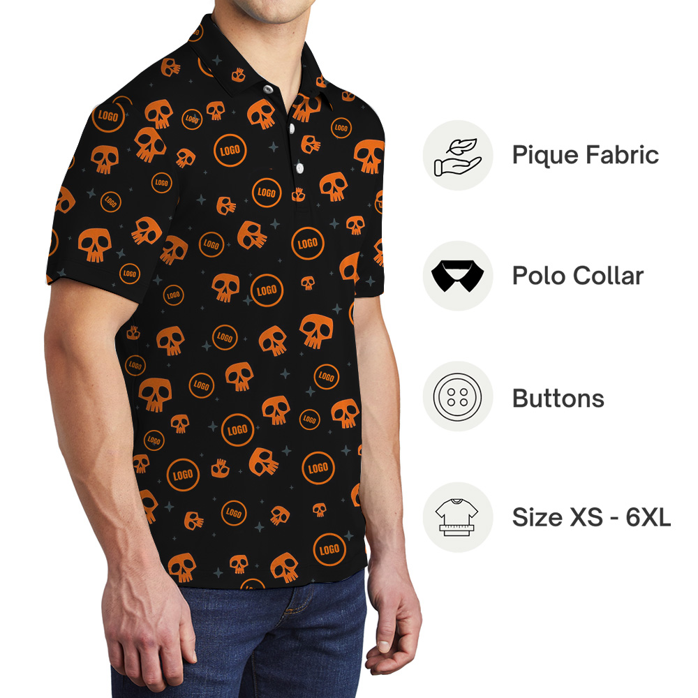 Creepy Skull Custom Logo Halloween Polo Shirt
