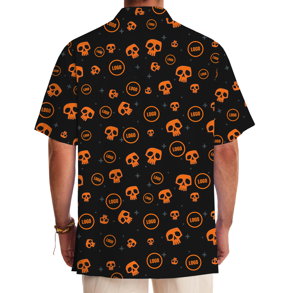 Custom Logo Halloween Skull Hawaiian Shirt