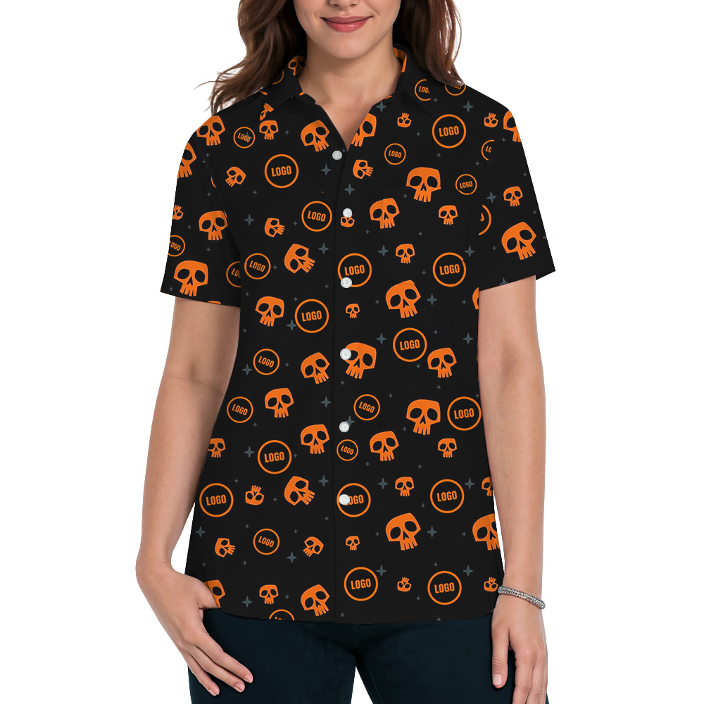 Custom Logo Halloween Skull Hawaiian Shirt