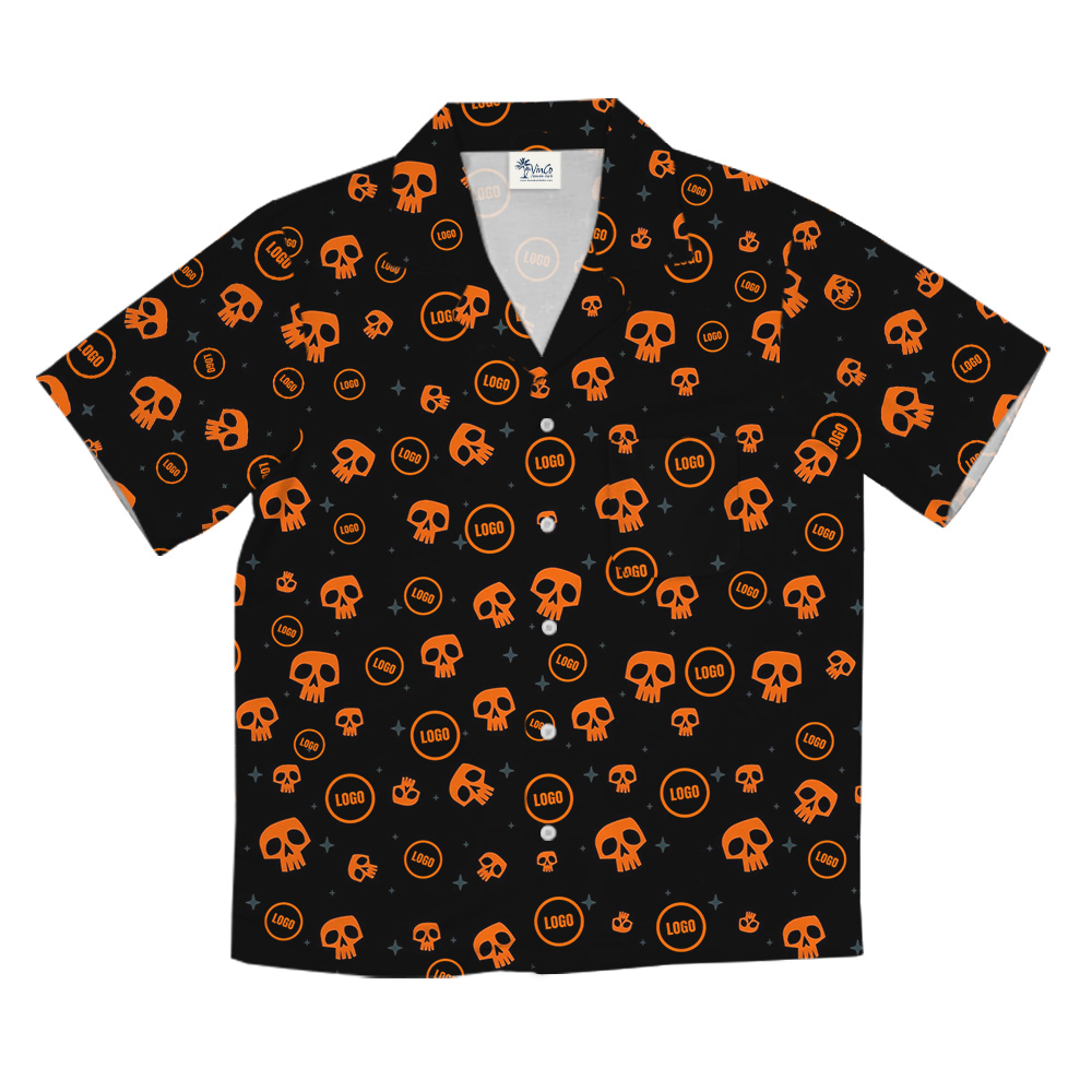 Custom Logo Halloween Skull Hawaiian Shirt
