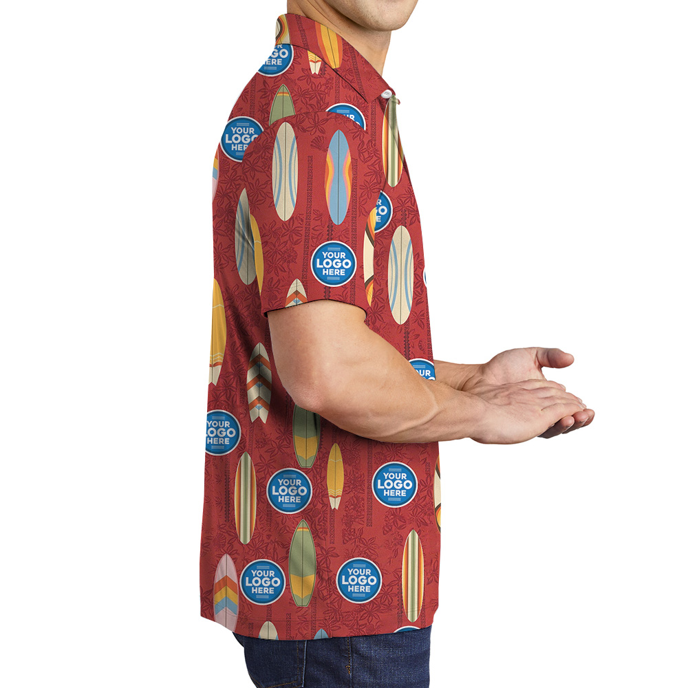 Red Classic Pattern Polo Shirt Custom Logo Surfboard