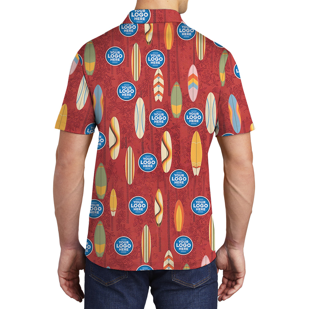 Red Classic Pattern Polo Shirt Custom Logo Surfboard