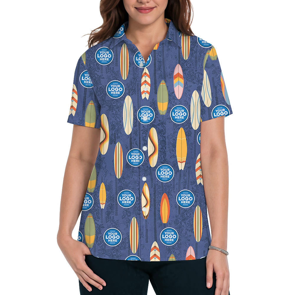 Custom Logo Ocean Breeze Surf Hawaiian Shirt