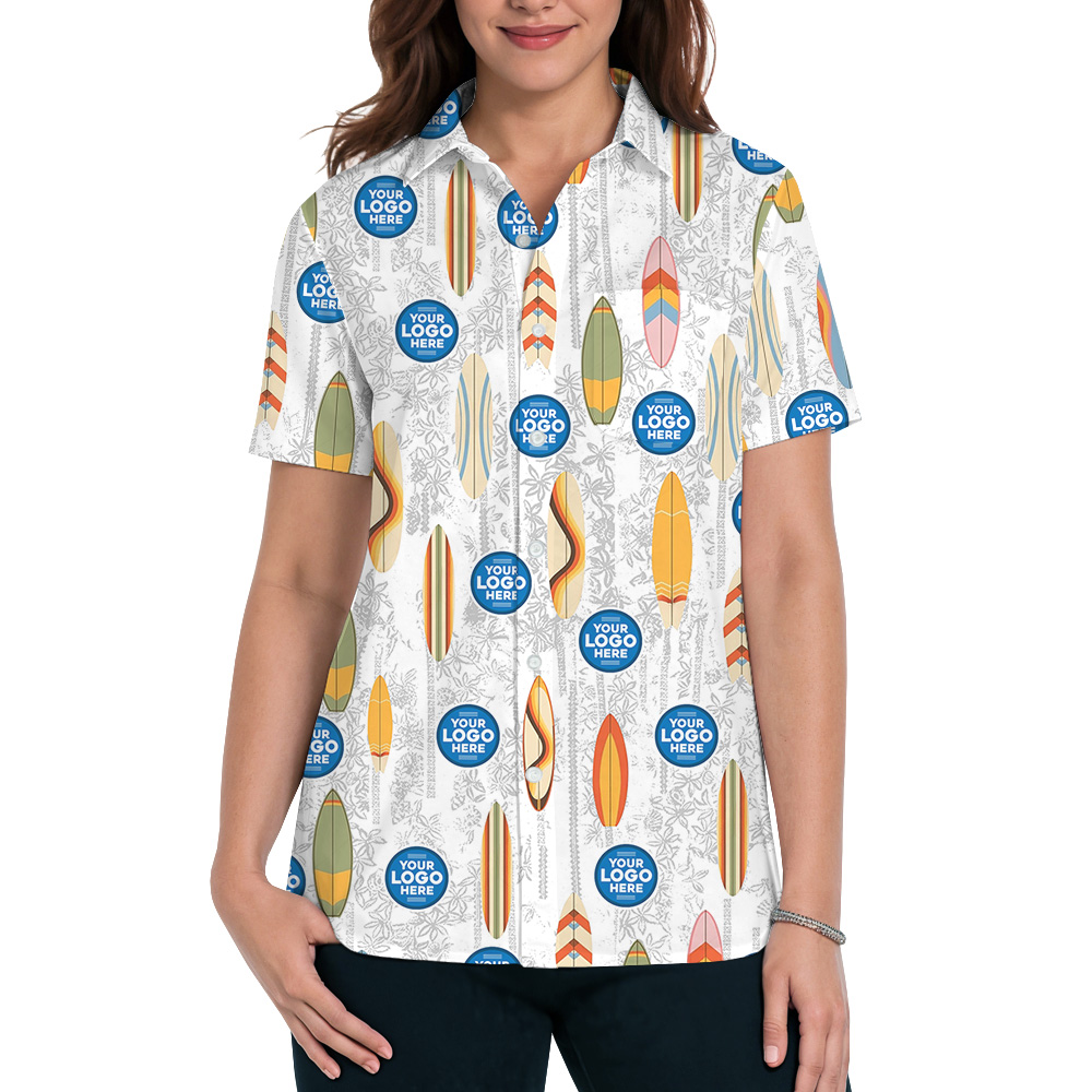 Beach Surfboard Custom Logo Hawaiian Shirt