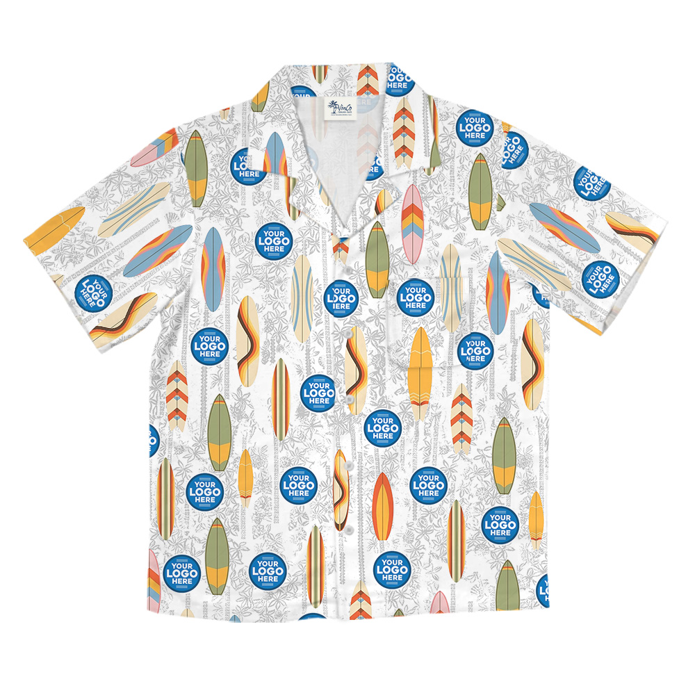 Beach Surfboard Custom Logo Hawaiian Shirt