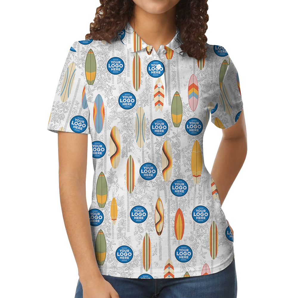 Beach Surfboard Custom Logo Polo Shirt