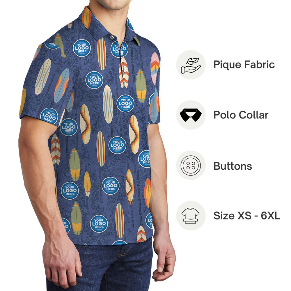 Custom Logo Ocean Breeze Surf Polo Shirt