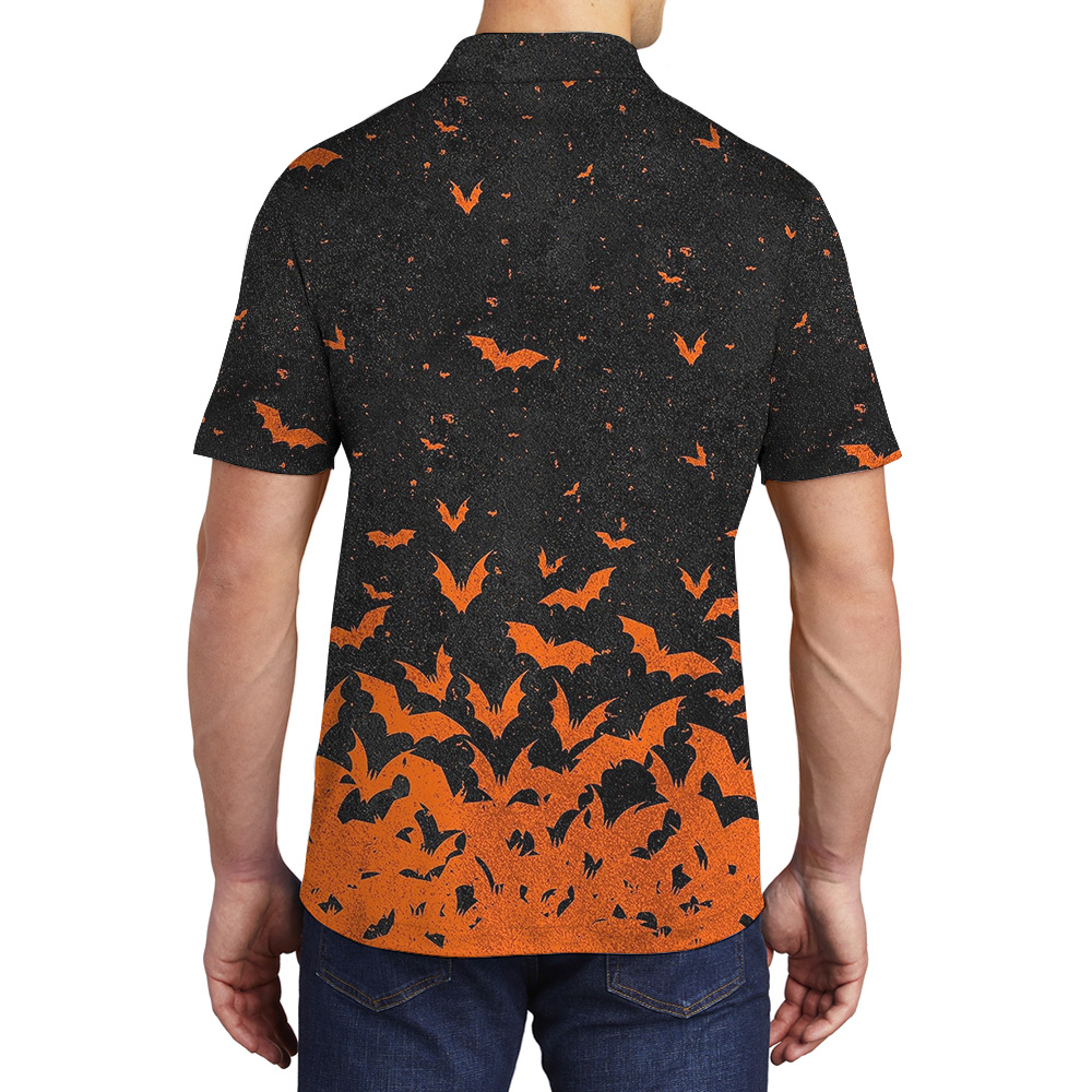 Custom Logo Halloween Flying Bats Polo Shirt