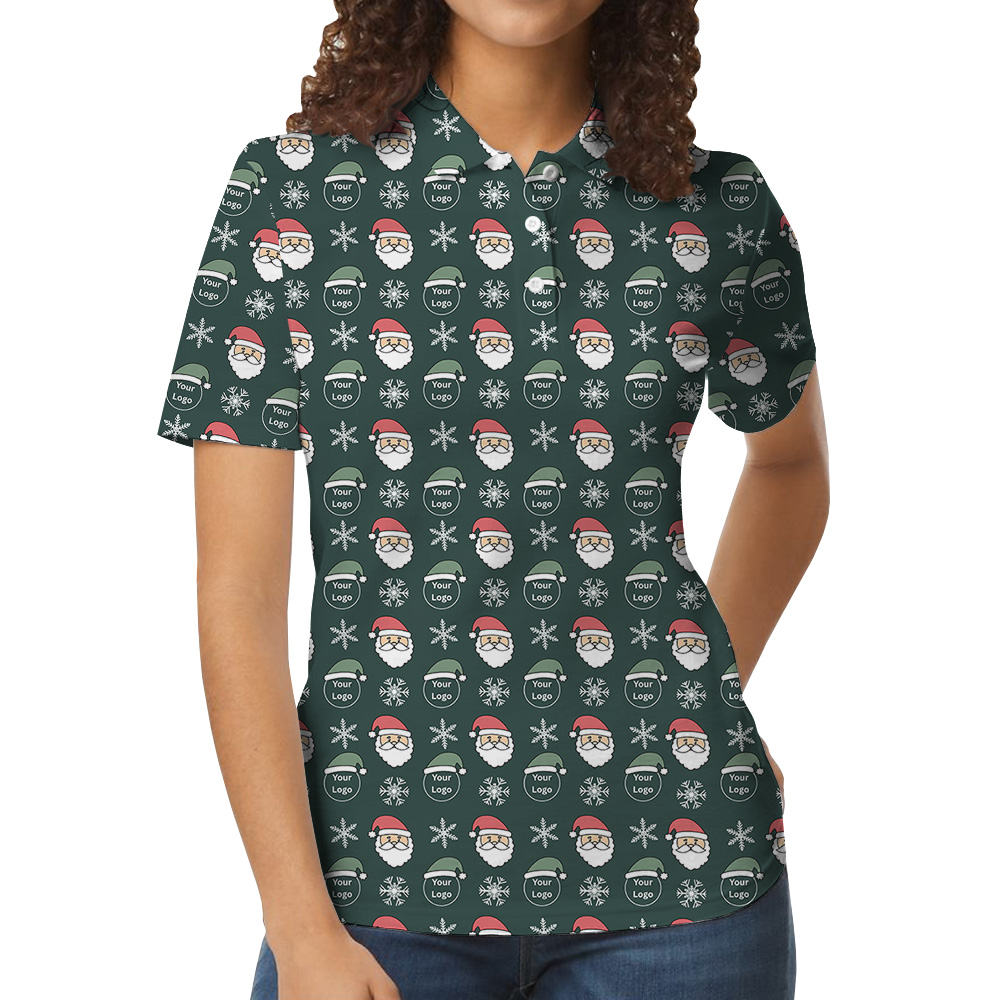 Christmas Custom Logo Santa Claus Navy Polo Shirt