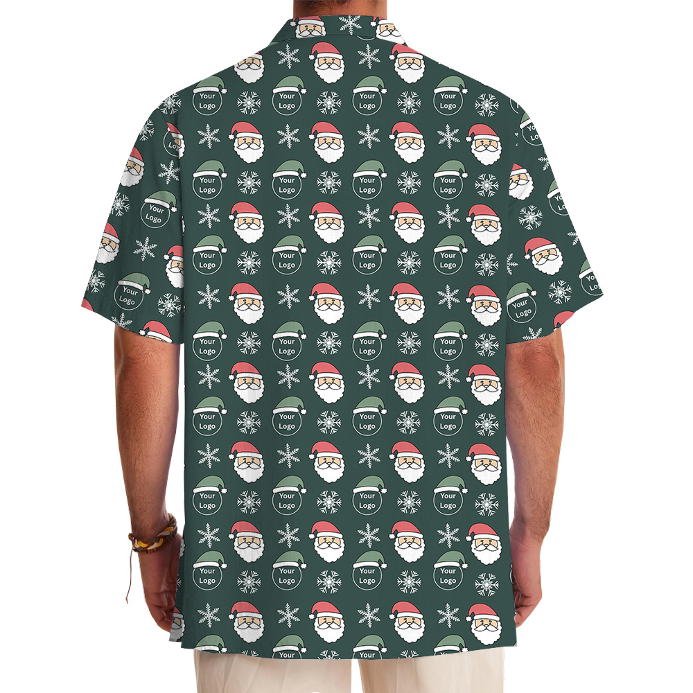 Navy Santa Christmas Custom Logo Hawaiian Shirt