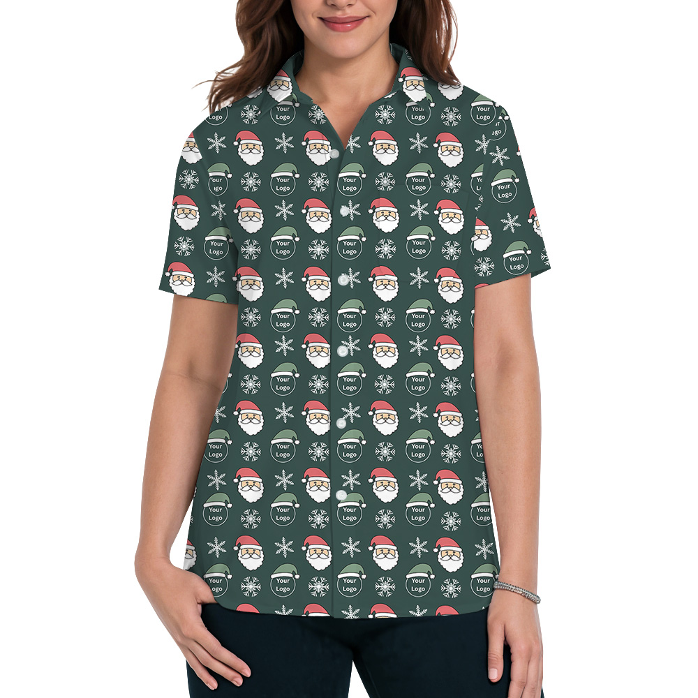 Navy Santa Christmas Custom Logo Hawaiian Shirt