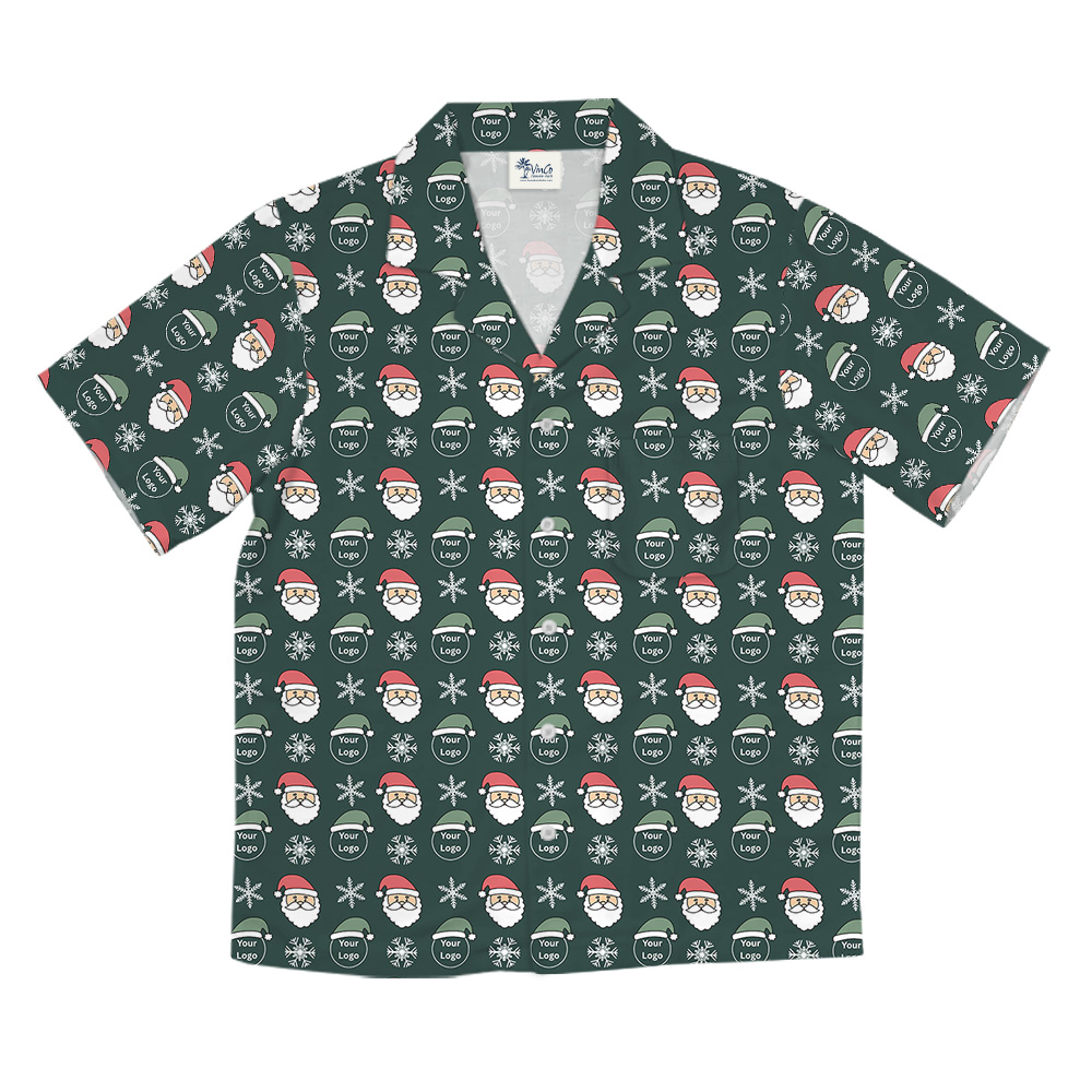 Navy Santa Christmas Custom Logo Hawaiian Shirt