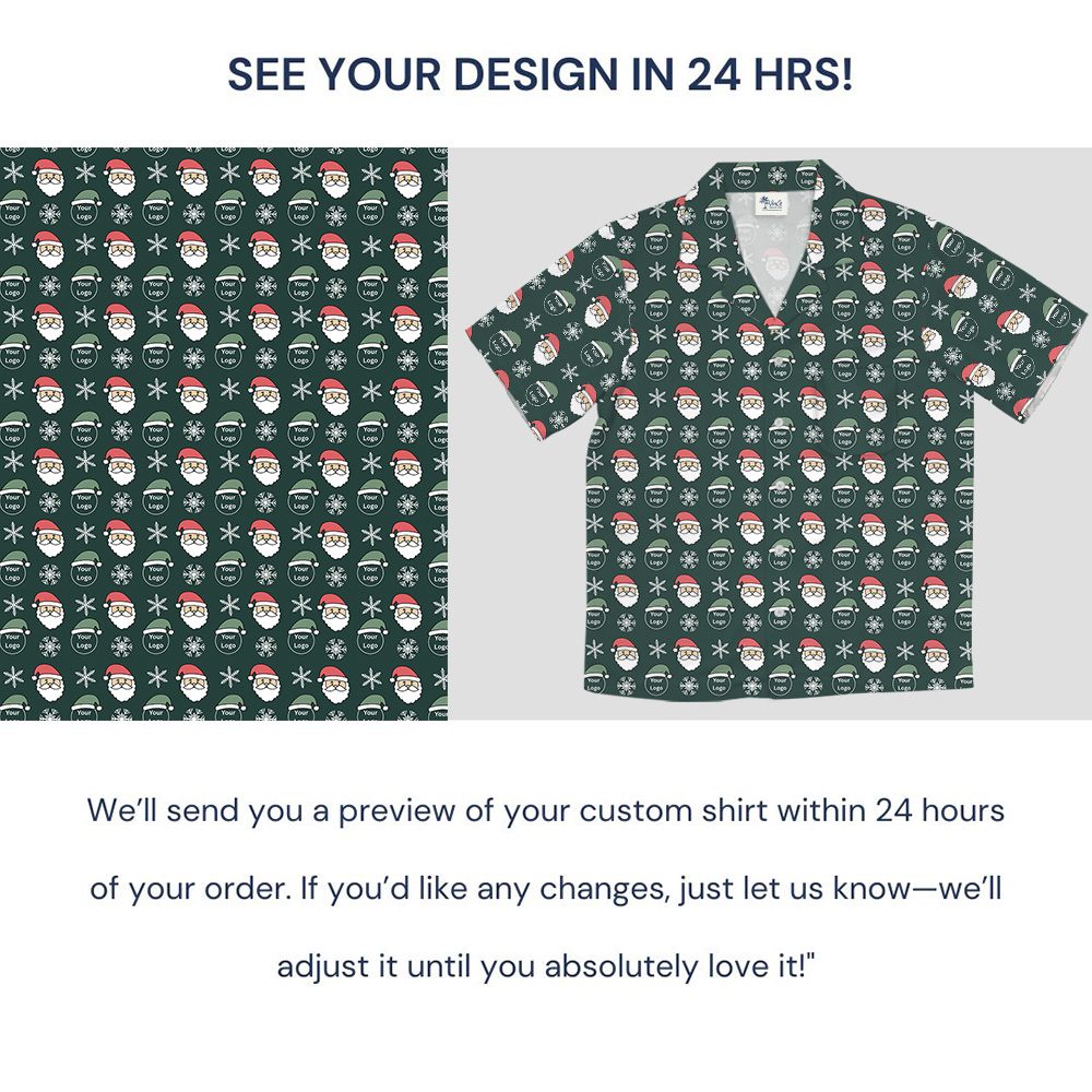 Navy Santa Christmas Custom Logo Hawaiian Shirt