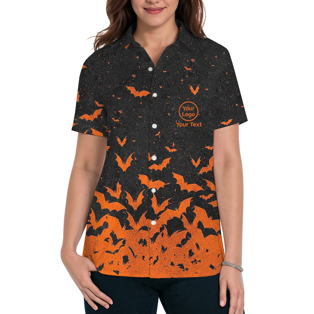 Halloween Night Bat Swarm Custom Logo Hawaiian Shirt