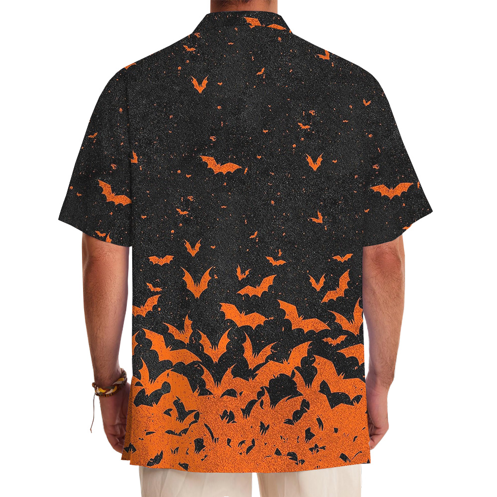 Halloween Night Bat Swarm Custom Logo Hawaiian Shirt