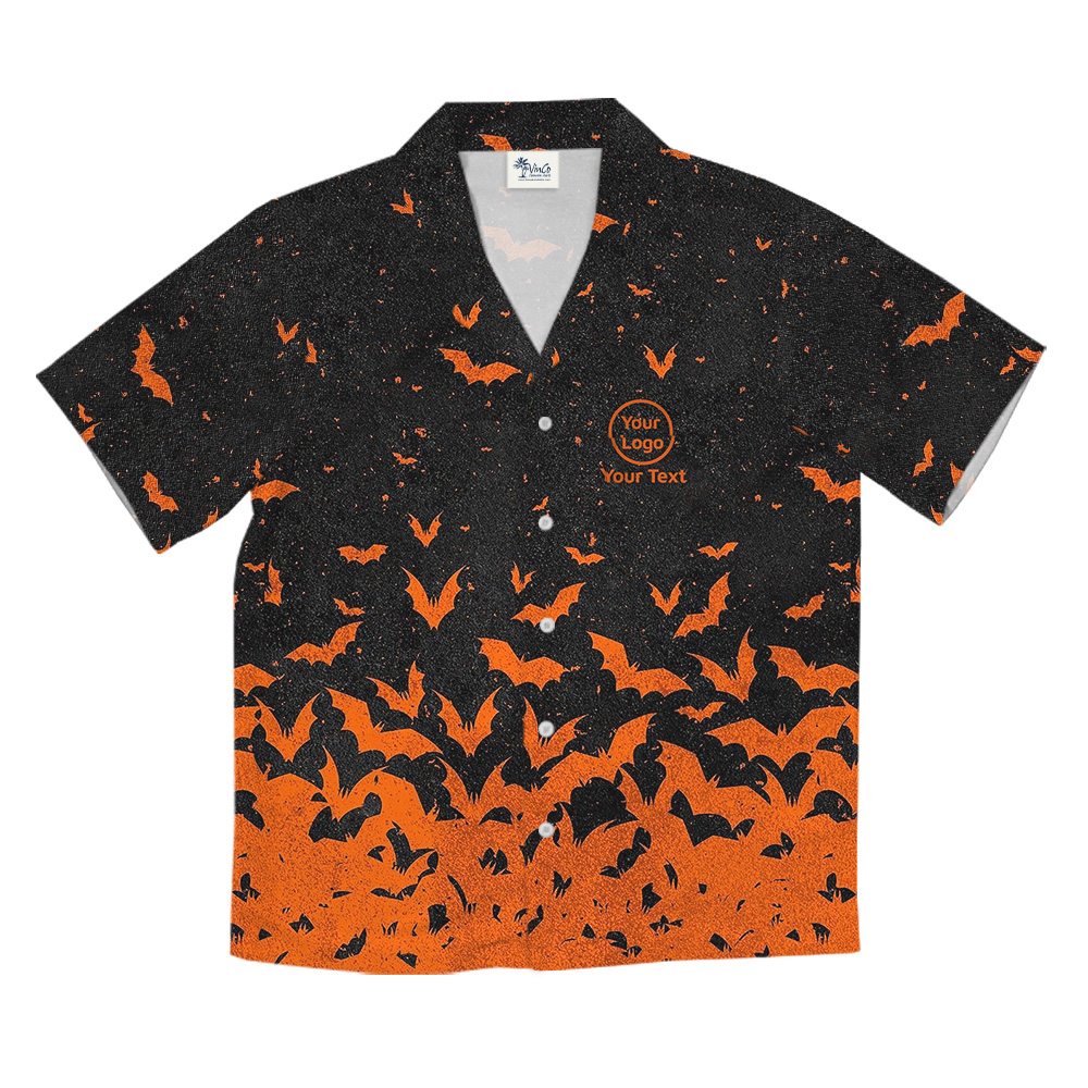 Halloween Night Bat Swarm Custom Logo Hawaiian Shirt