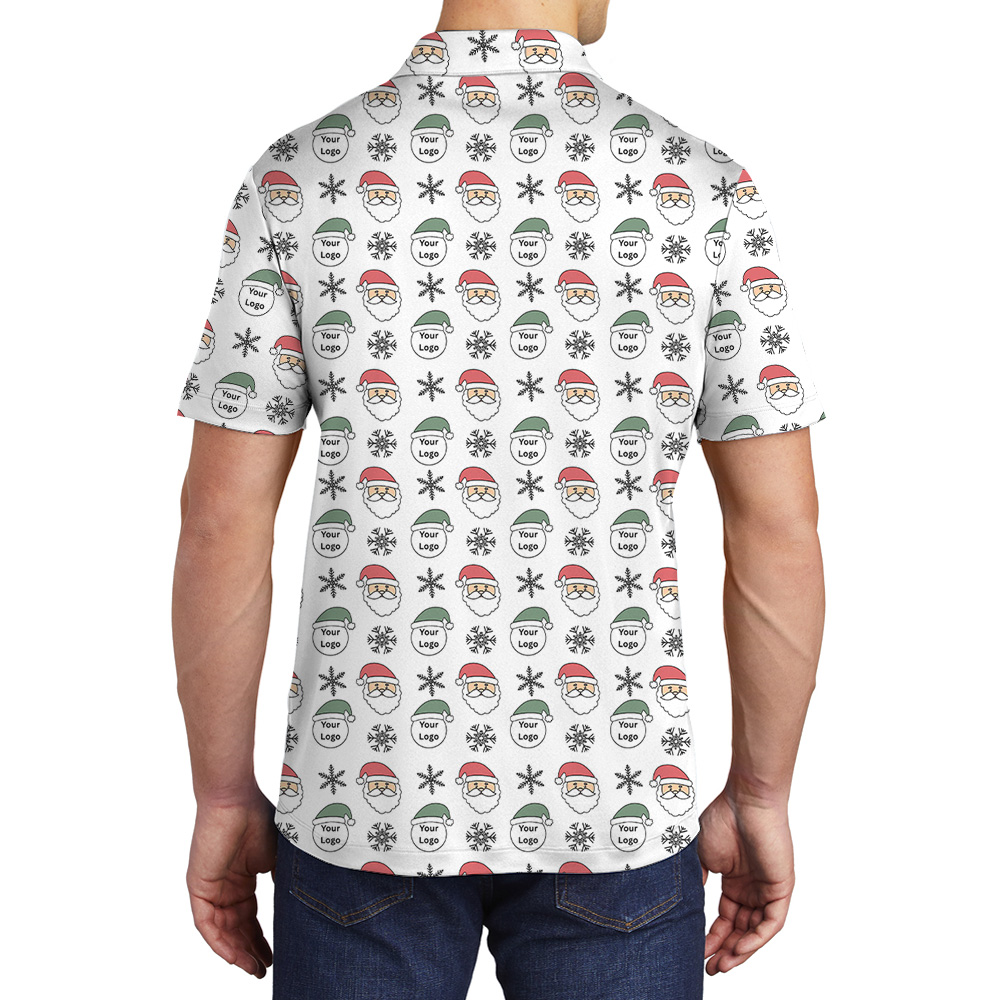 White Custom Logo Christmas Company Polo Shirt