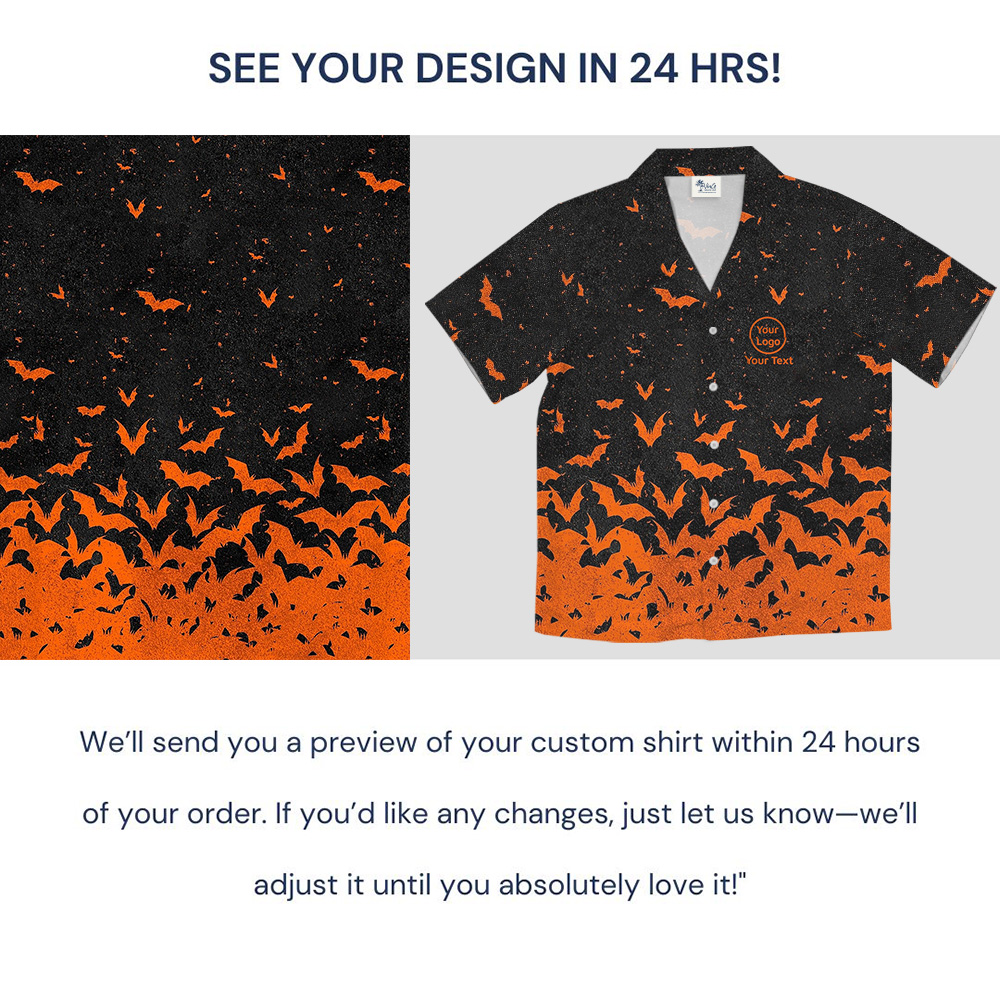 Halloween Night Bat Swarm Custom Logo Hawaiian Shirt