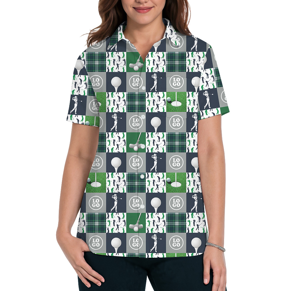 Golf Patchwork Pattern Custom Logo Hawaiian Shirt