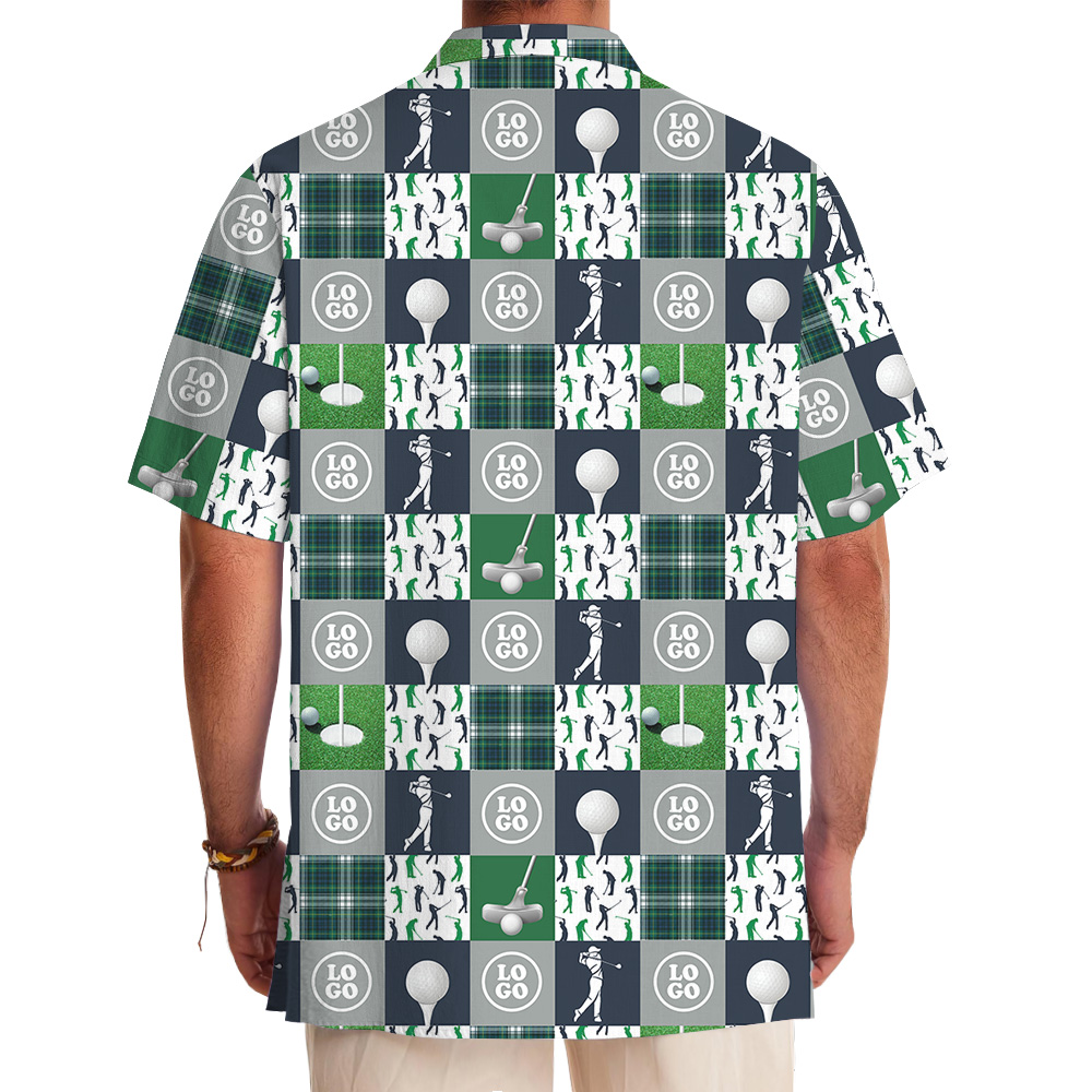 Golf Patchwork Pattern Custom Logo Hawaiian Shirt