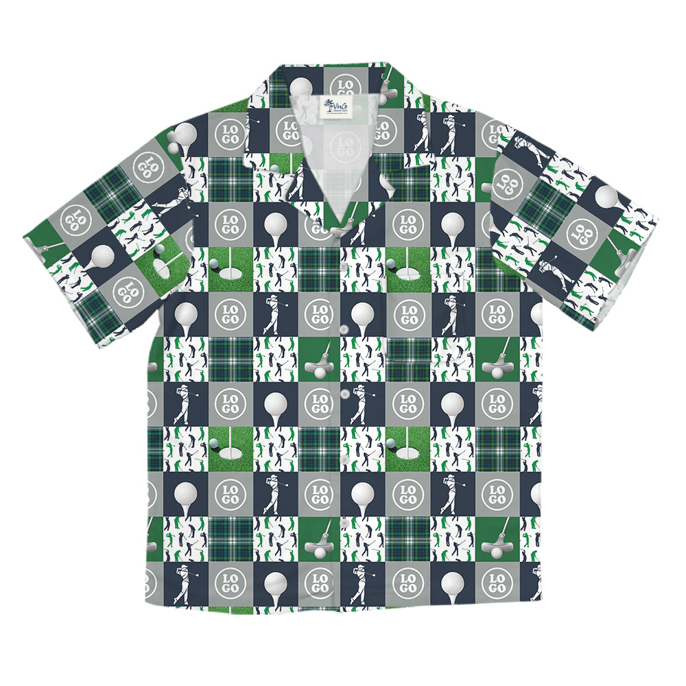 Golf Patchwork Pattern Custom Logo Hawaiian Shirt