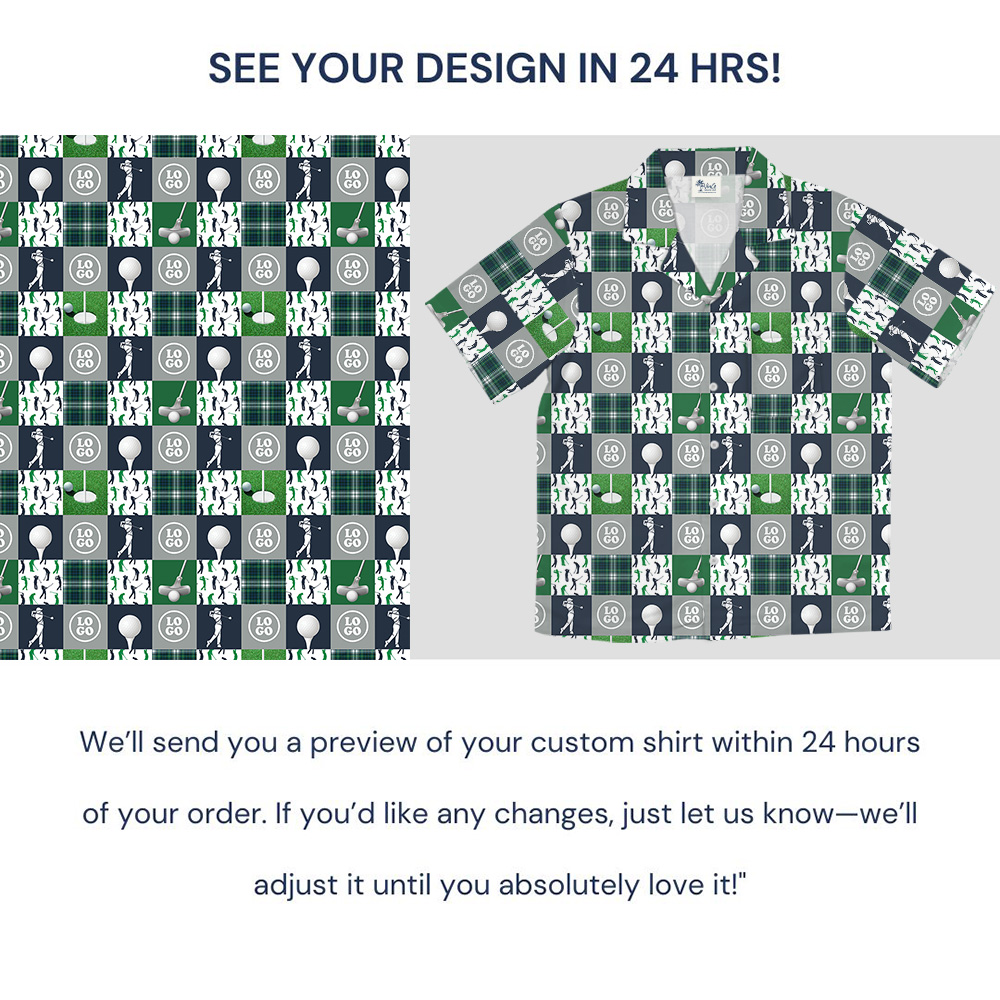 Golf Patchwork Pattern Custom Logo Hawaiian Shirt