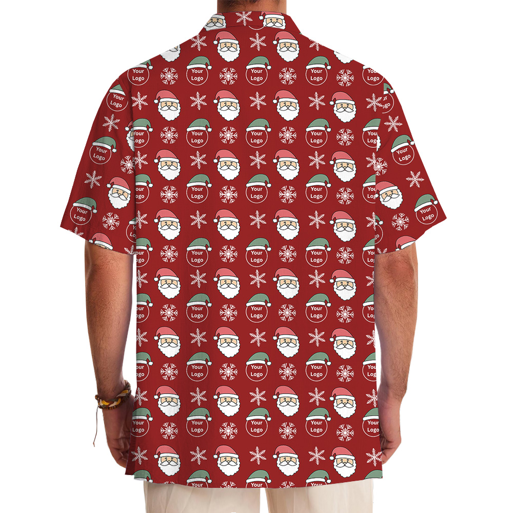 Red Custom Logo Christmas Joy Seamless Hawaiian Shirt