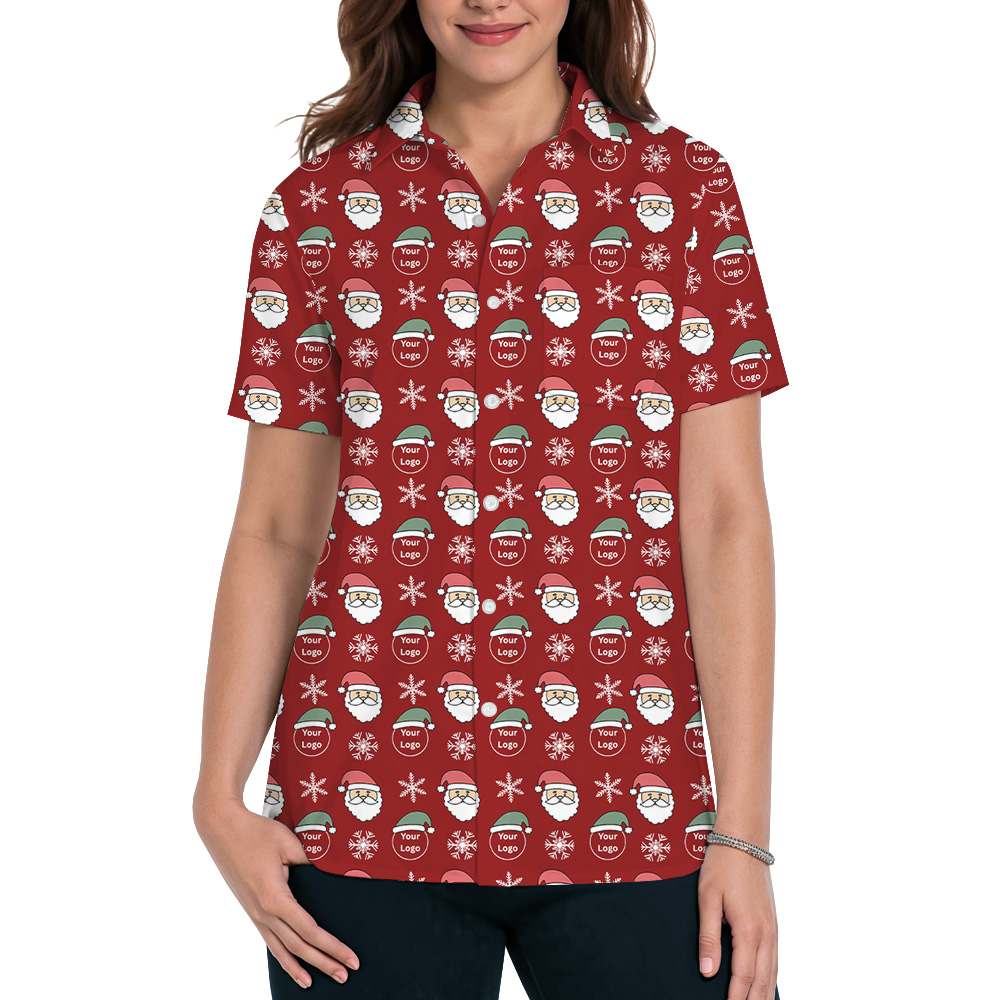 Red Custom Logo Christmas Joy Seamless Hawaiian Shirt
