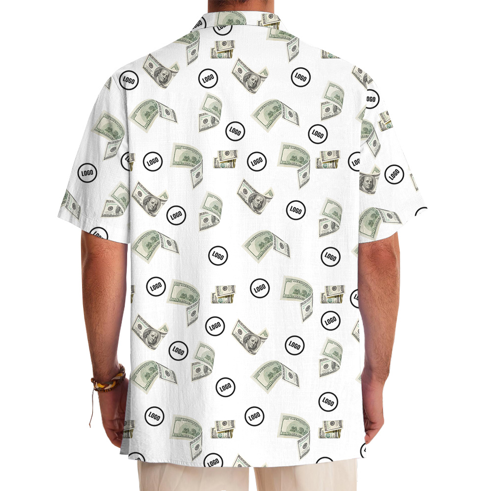 Dollar Bill White Custom Logo Hawaiian Shirt