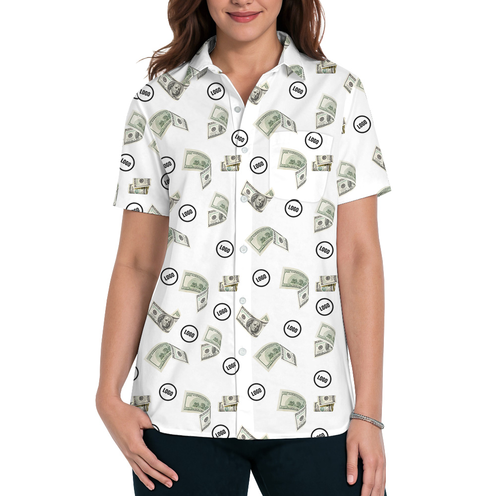 Dollar Bill White Custom Logo Hawaiian Shirt