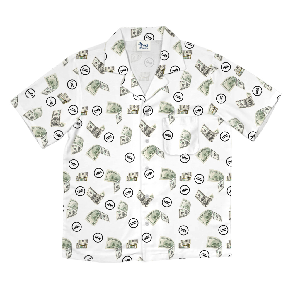 Dollar Bill White Custom Logo Hawaiian Shirt