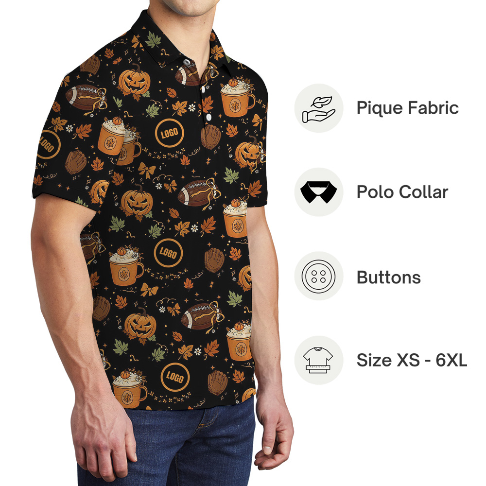 Football Halloween Polo Shirt With Custom Logo