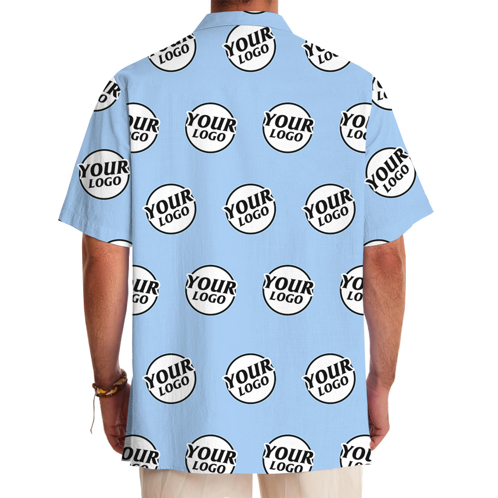 Blue Basic Custom Logo Hawaiian Shirt
