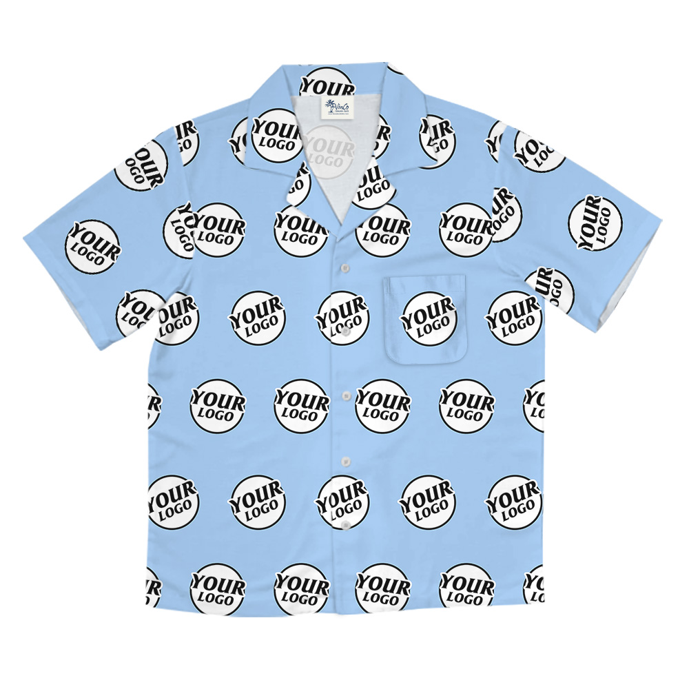 Blue Basic Custom Logo Hawaiian Shirt