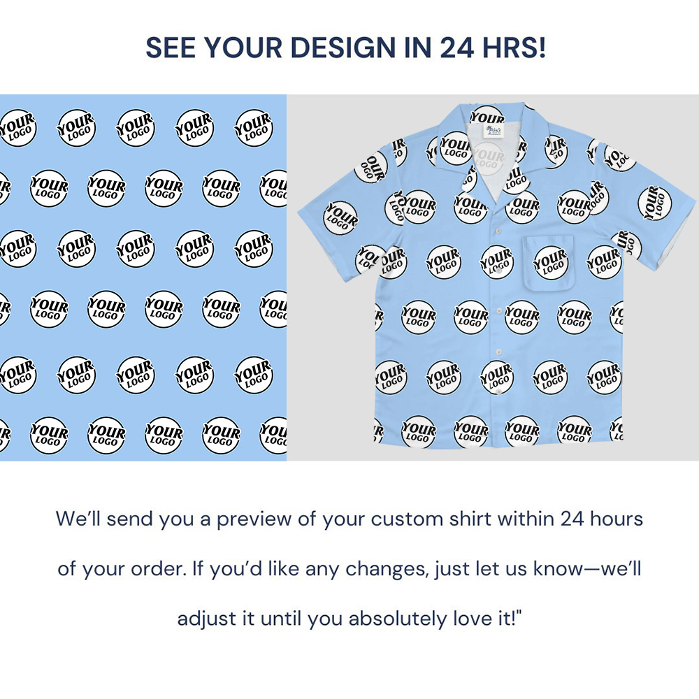 Blue Basic Custom Logo Hawaiian Shirt