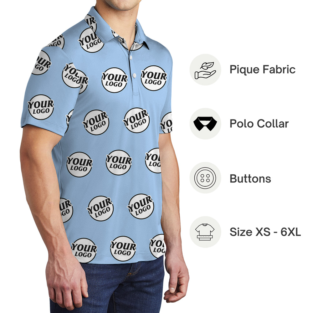 Blue Basic Custom Logo Polo Shirt