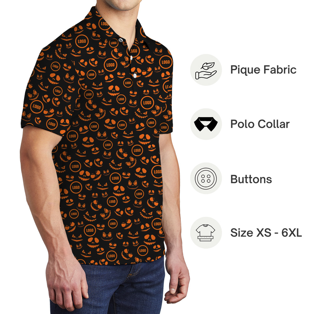 Custom Logo Halloween Faces Polo Shirt